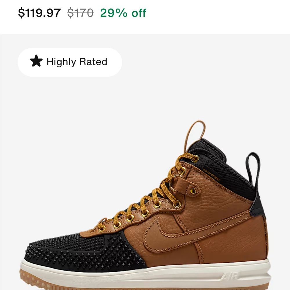 Nike Men's Black and Tan High-Top Sneakers